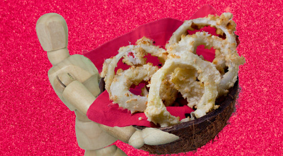 Baked not fried, coconut battered onion rings