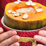 Steamed papaya and almonds