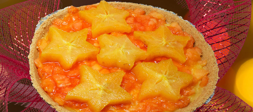 Papaya starfruit pudding cake
